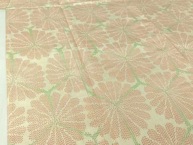 平和屋着物▽上質な紬 単衣 亀甲花文 正絹 逸品 AABI7672jh