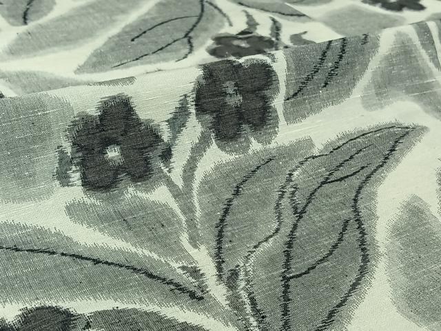平和屋着物▽上質な紬 単衣 草花文 正絹 逸品 AABI7680jh