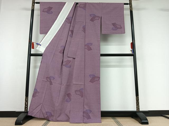 平和屋着物▽本塩沢 単衣 地紙重ね文 正絹 逸品 AABI7686jh