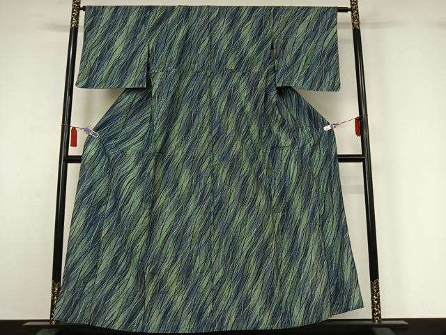 平和屋着物▽上質な小紋 単衣 斜縞 正絹 逸品 AABI7694jh