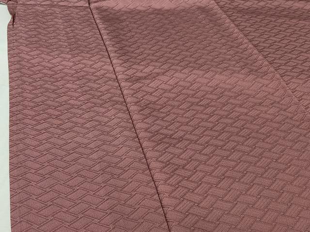平和屋着物▽上質な色無地 単衣 網代地紋 石竹色 正絹 逸品 AABI7702jh