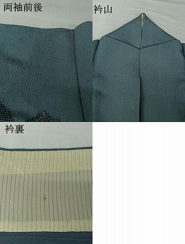 平和屋着物▽訪問着 単衣 草花文 銀糸 正絹 逸品 AABI7703jh