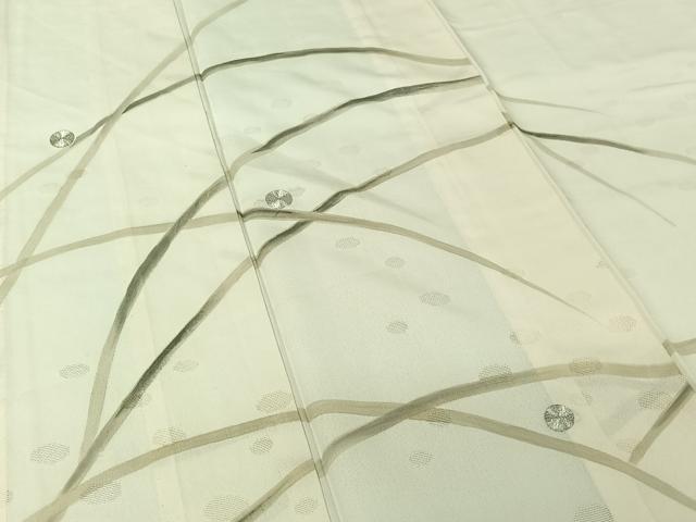 平和屋着物▽訪問着 単衣 駒刺繍 露芝文 正絹 逸品 AABI7705jh