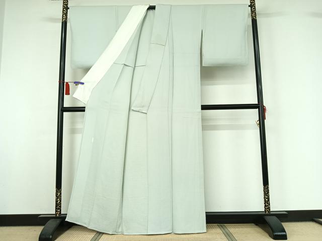 平和屋着物▽本加賀友禅作家 押田正義監修 色無地 単衣 白緑色 正絹 逸品 AABI7713jh