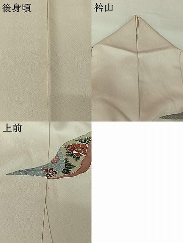平和屋着物▽訪問着 単衣 吉祥花車文 正絹 逸品 AABI7714jh