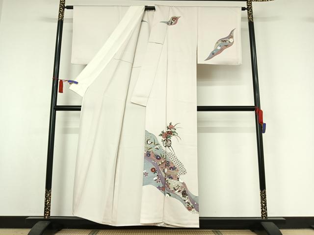 平和屋着物▽訪問着 単衣 吉祥花車文 正絹 逸品 AABI7714jh
