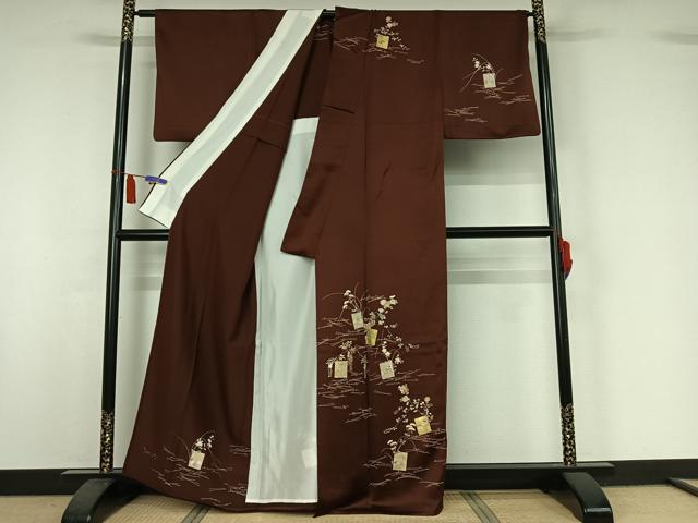 平和屋着物▽訪問着 単衣 色紙花文 金彩 正絹 逸品 AABI7717jh