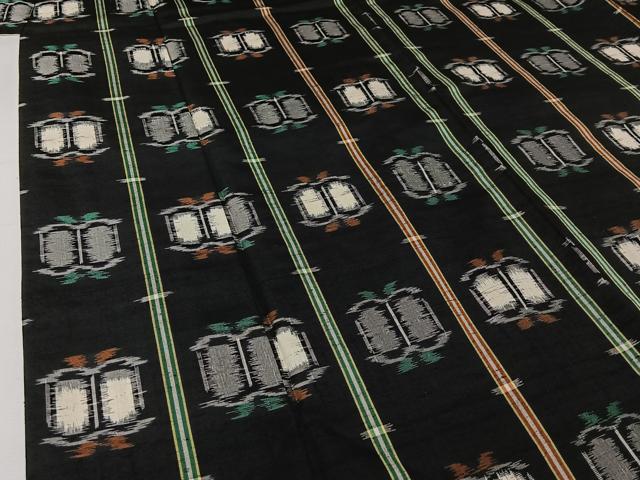 平和屋着物▽上質な紬 単衣 遠州椿 黒地 正絹 逸品 AABI7724jh