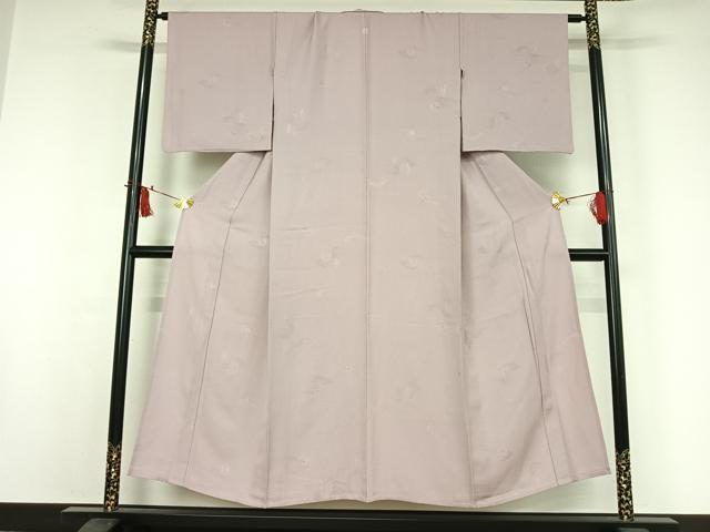平和屋着物▽上質な色無地 単衣 雲重ね仕覆地紋 鴇鼠色 正絹 逸品 AABI7725jh