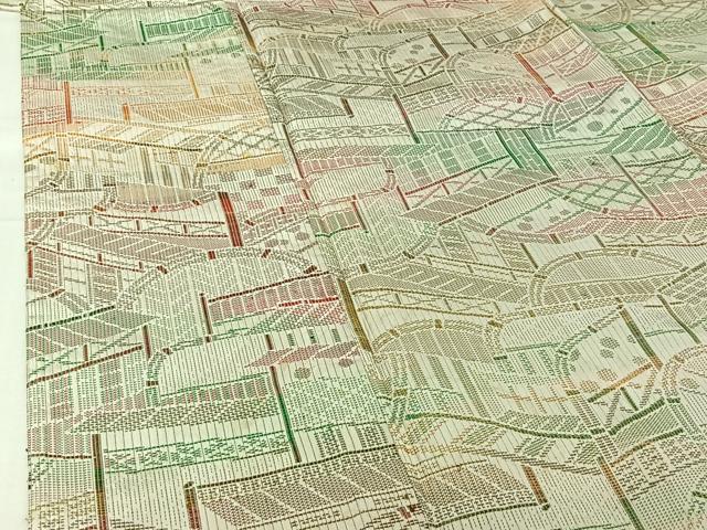 平和屋着物▽上質な紬 単衣 風景文 正絹 逸品 AABI7728jh