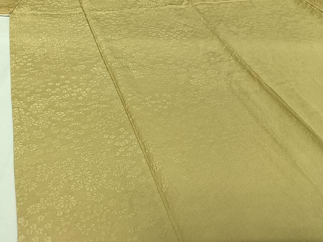 平和屋着物▽上質な色無地 単衣 草花地紋 練色 正絹 逸品 AABI7735jh