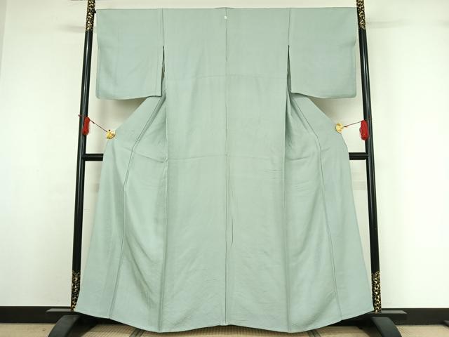 平和屋着物▽上質な色無地 単衣 花菱地紋 千草鼠色 正絹 逸品 AABI7740jh
