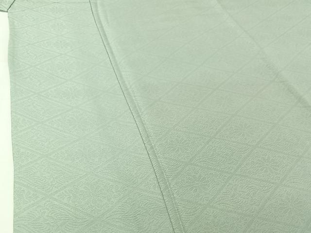 平和屋着物▽上質な色無地 単衣 花菱地紋 千草鼠色 正絹 逸品 AABI7740jh