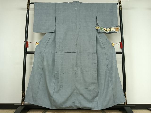 平和屋着物▽本場結城紬 重要無形文化財 単衣 色無地 薄花色 証紙付き 正絹 逸品 AABI7742jh