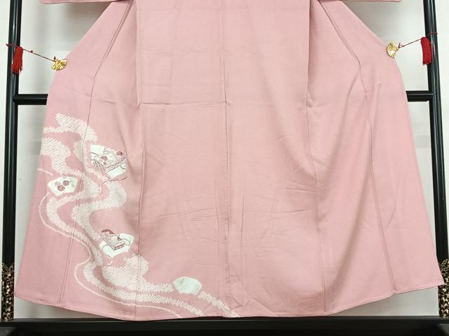 平和屋着物▽訪問着 単衣 絞り 刺繍 吉祥花文箱文 銀彩 正絹 逸品 AABI7745jh