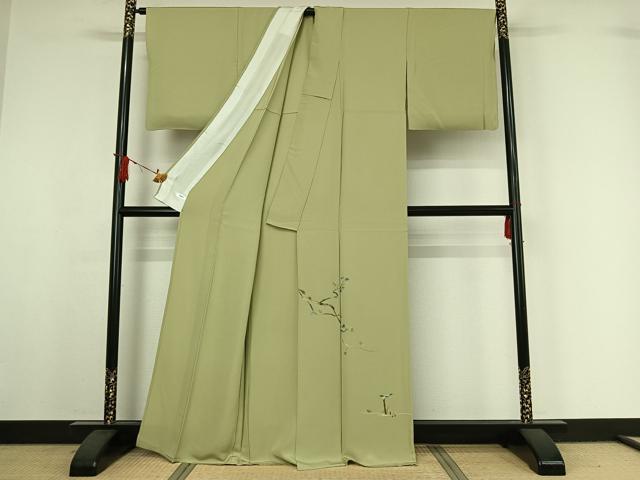 平和屋着物▽色留訪問着 単衣 総刺繍 流水枝葉文 鳥 正絹 逸品 AABI7748jh
