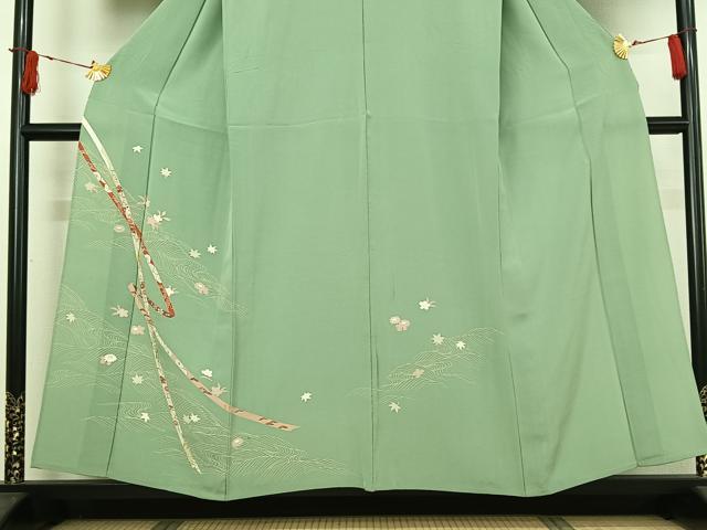 平和屋着物▽訪問着 単衣 吉祥花文 金彩 正絹 逸品 AABI7756jh