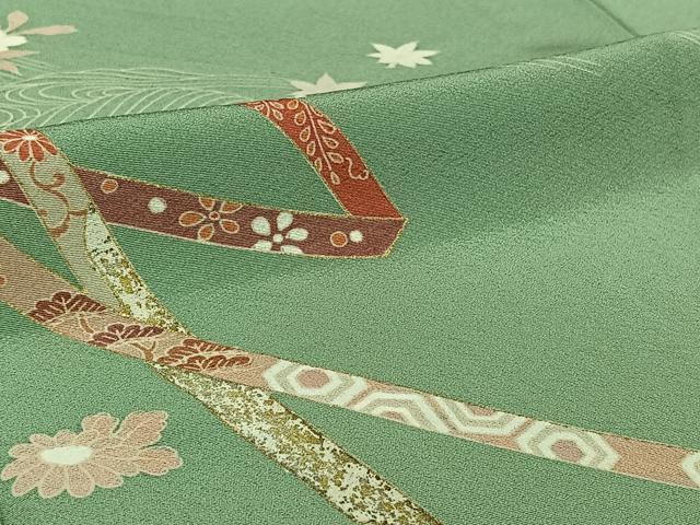 平和屋着物▽訪問着 単衣 吉祥花文 金彩 正絹 逸品 AABI7756jh