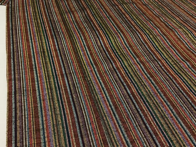 平和屋着物▽上質な紬 単衣 縞 正絹 逸品 AABI7757jh