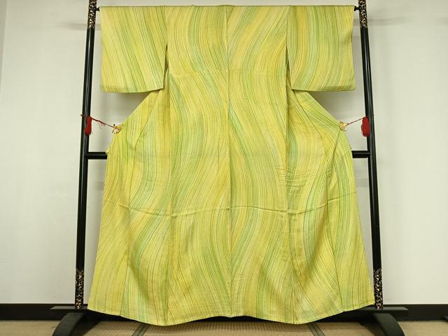 平和屋着物▽上質な小紋 単衣 変わり縞 正絹 逸品 AABI7760jh