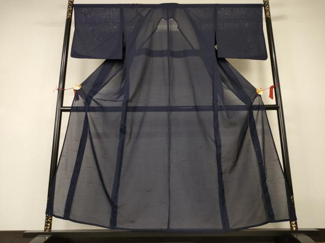 平和屋着物*夏物 色無地 絽 芝紋紗 青褐色 正絹 逸品 AABI7765jd