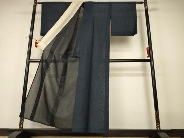 平和屋着物*夏物 小紋 紗 杢目文 銀通し地 正絹 逸品 AABI7772jd