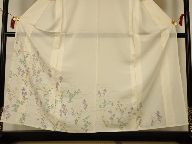 平和屋着物*夏物 訪問着 絽 手描き 草花文 正絹 逸品 AABI7784jd