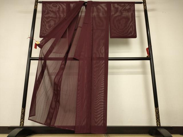 平和屋着物*夏物 色無地 羅 葡萄茶色 正絹 逸品 AABI7785jd