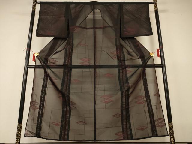 平和屋着物*夏物 小紋 紗 幾何学文様 正絹 逸品 AABI7801jd