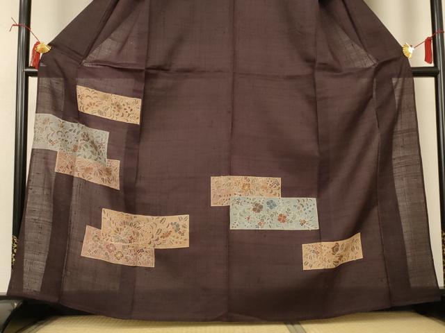 平和屋着物*夏物 生紬 訪問着 草花文 金彩 正絹 逸品 AABI7803jd