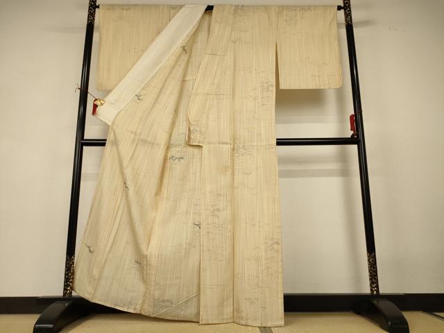 平和屋着物*夏物 小紋 紗 笹文 正絹 逸品 AABI7808jd