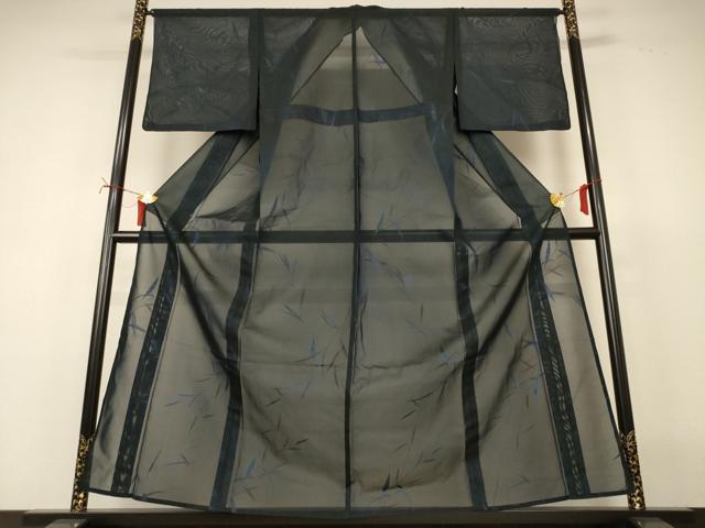 平和屋着物*夏物 小紋 紗 枝葉文 正絹 逸品 AABI7813jd