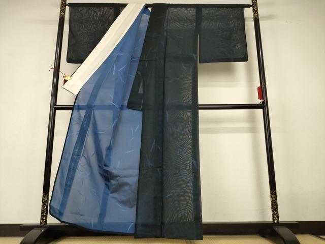 平和屋着物*夏物 小紋 紗 枝葉文 正絹 逸品 AABI7813jd