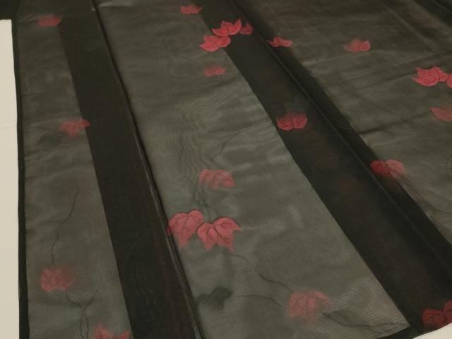 平和屋着物*夏物 小紋 紗 蔦の葉文 正絹 逸品 AABI7814jd