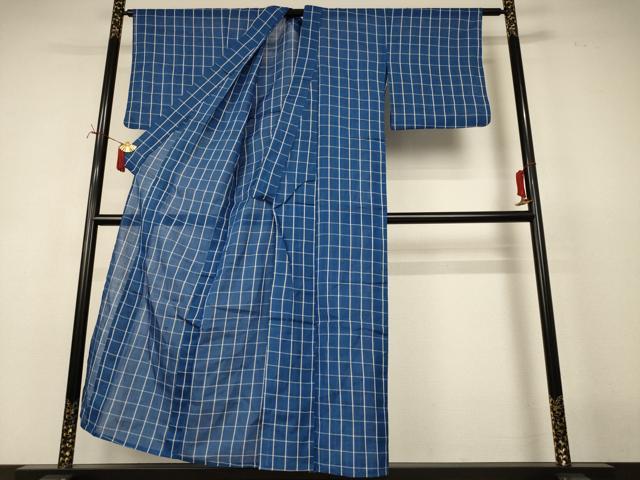 平和屋着物*夏物 小紋 紗 格子 正絹 逸品 AABI7818jd