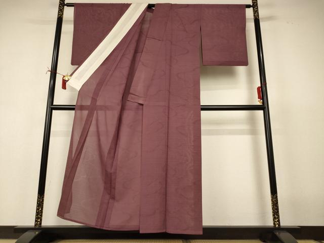 平和屋着物*夏物 色無地 雲取り紋紗 煤竹色 正絹 逸品 AABI7819jd