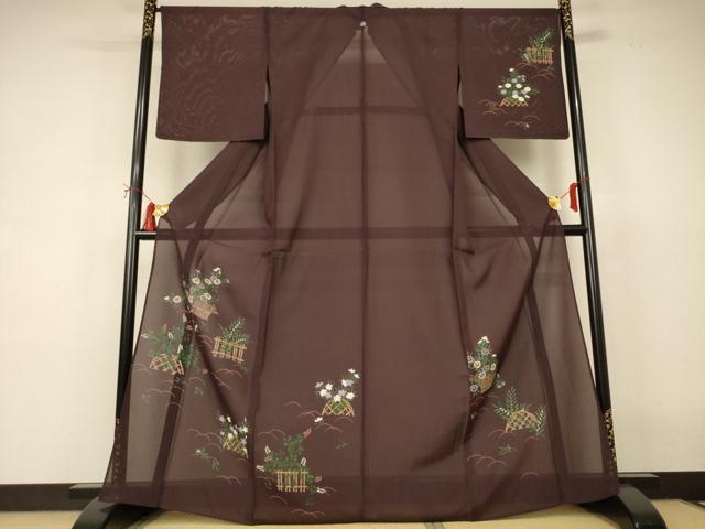 平和屋着物*夏物 訪問着 絽 手描き 草花文 正絹 逸品 AABI7826jd