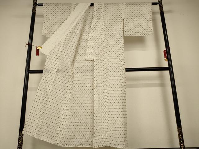 平和屋着物*夏物 上布 井桁絣 麻 逸品 AABI7829jd