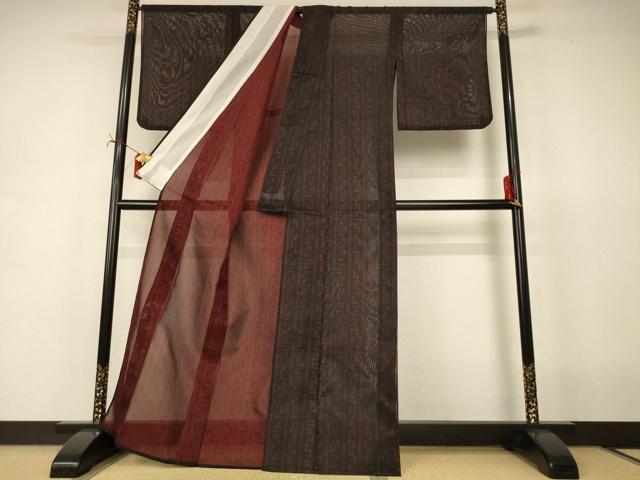 平和屋着物*夏物 小紋 風通紗 幾何学文様 正絹 逸品 AABI7834jd