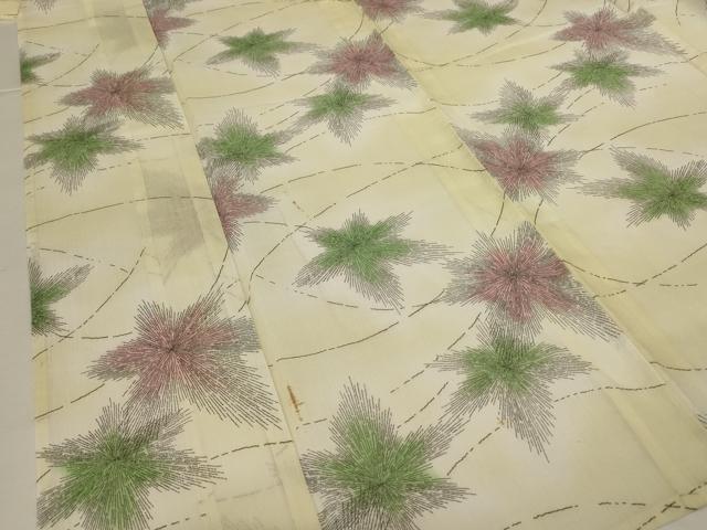 平和屋着物*夏物 小紋 舞葉文 暈し染め 洗える着物 AABI7838jd