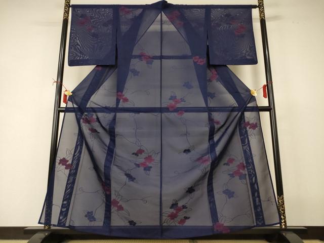 平和屋着物*夏物 小紋 紗 草花文 正絹 逸品 未使用 AABI7839jd