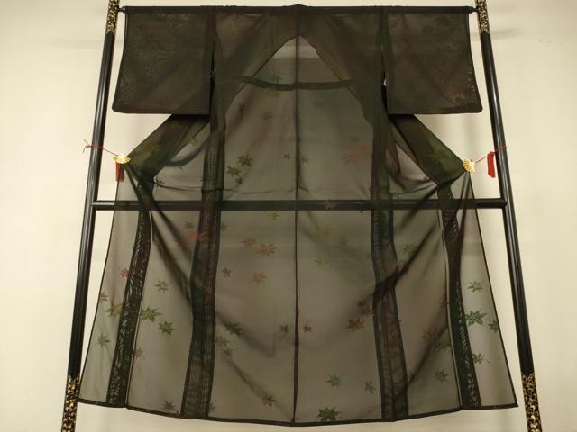 平和屋着物*夏物 小紋 風通紗 楓文 正絹 逸品 AABI7850jd