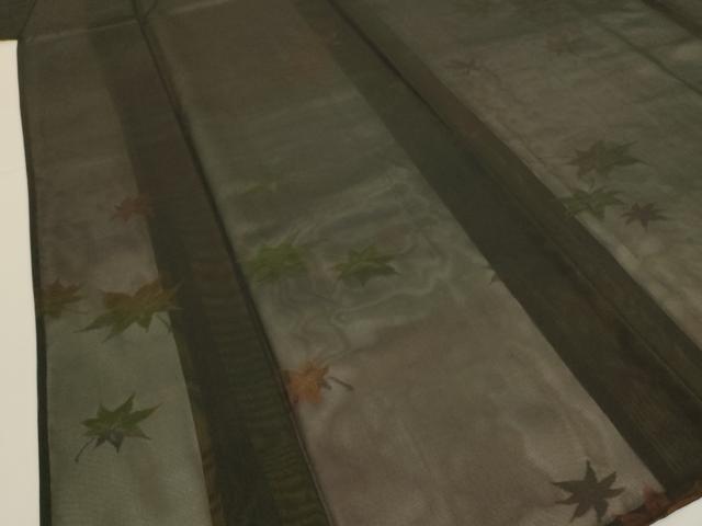 平和屋着物*夏物 小紋 風通紗 楓文 正絹 逸品 AABI7850jd