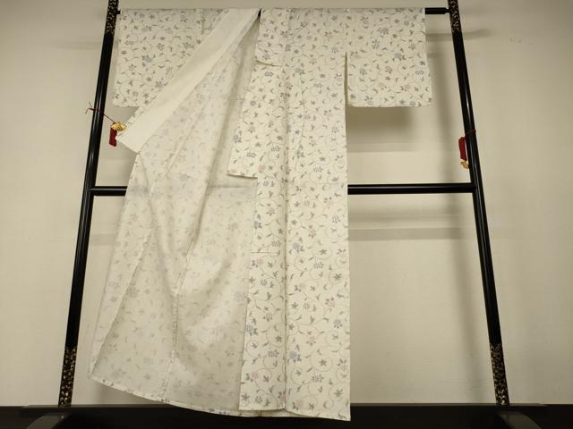 平和屋着物▽上質な小紋 単衣 花唐草文 AABI7857jd