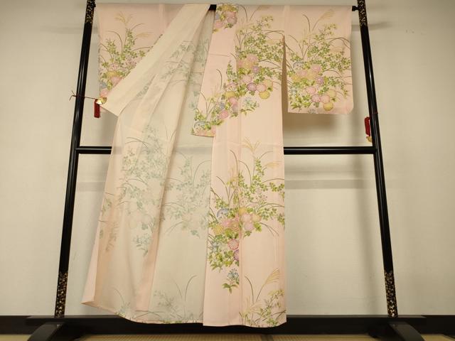 平和屋着物*夏物 訪問着 絽 草花文 正絹 逸品 AABI7864jd
