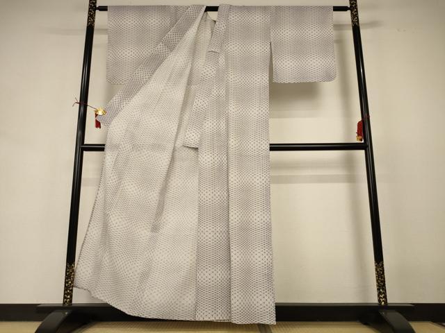 平和屋着物*夏物 小紋 麻の葉文様 洗える着物 AABI7874jd