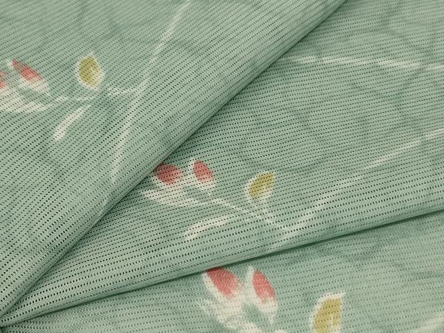 平和屋着物*夏物 小紋 絽 芝花文 洗える着物 AABI7875jd