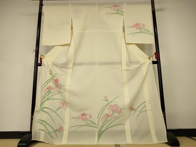 平和屋着物*夏物 訪問着 絽 駒刺繍 草花文 銀彩 ロング丈 正絹 逸品 AABI7877jd