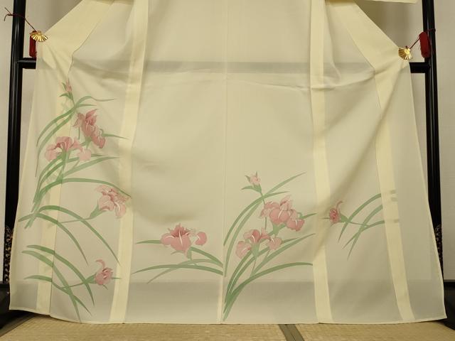 平和屋着物*夏物 訪問着 絽 駒刺繍 草花文 銀彩 ロング丈 正絹 逸品 AABI7877jd