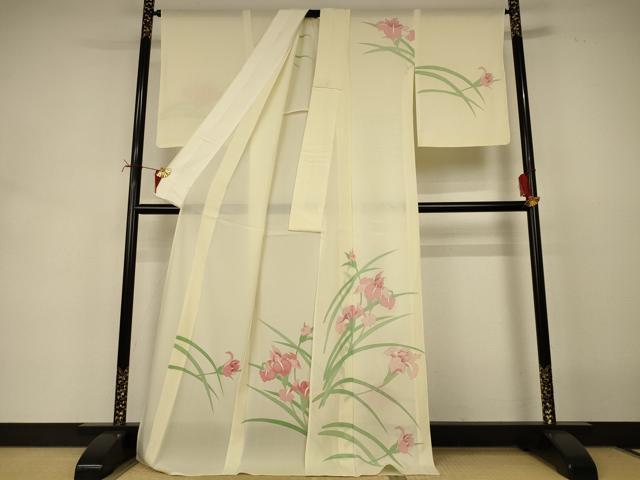 平和屋着物*夏物 訪問着 絽 駒刺繍 草花文 銀彩 ロング丈 正絹 逸品 AABI7877jd